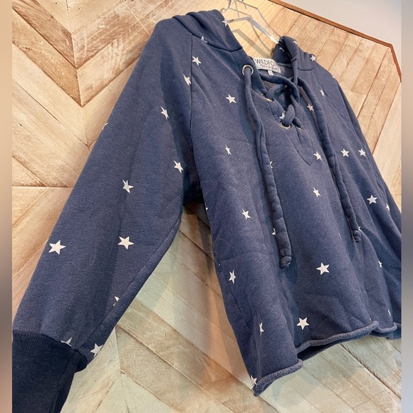Wildfox Football Star Hutton Blue Star Lace Up Hoodie Size M - Picture 6 of 6